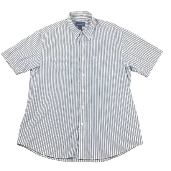 Arnold Palmer Shirt Mens Large Short Sleeve Stripe Button Down Collar Casual - Picture 1 of 12